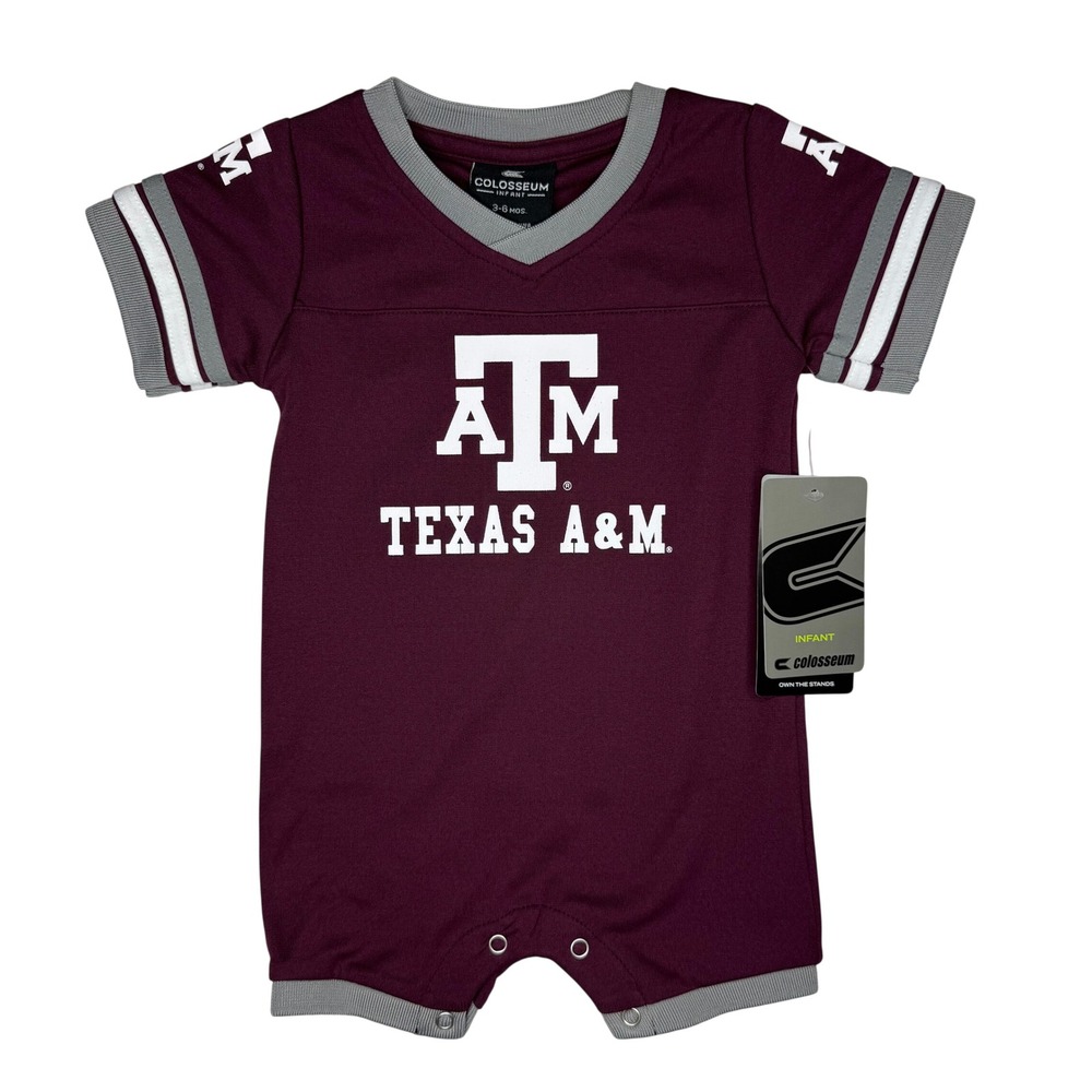 NWT Colosseum Texas A&M Aggies Football Romper Baby 3-6 Months Maroon